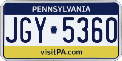 PA license plate JGY5360