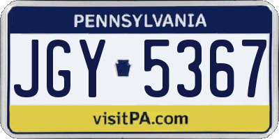 PA license plate JGY5367
