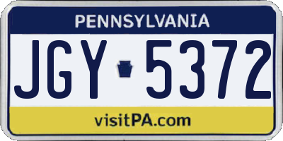 PA license plate JGY5372