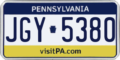 PA license plate JGY5380