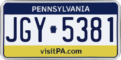 PA license plate JGY5381