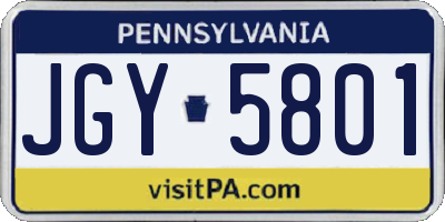 PA license plate JGY5801