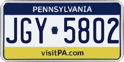 PA license plate JGY5802