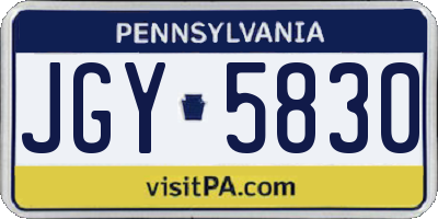 PA license plate JGY5830