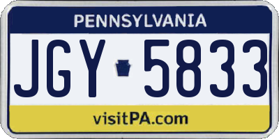 PA license plate JGY5833