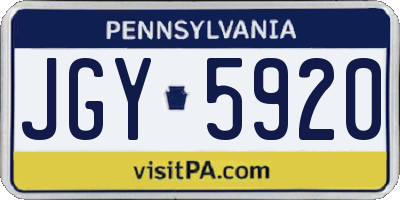 PA license plate JGY5920