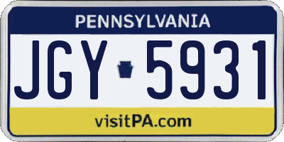 PA license plate JGY5931