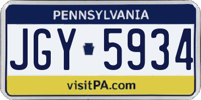 PA license plate JGY5934