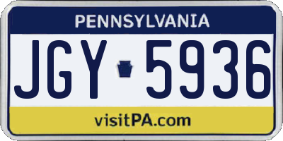PA license plate JGY5936
