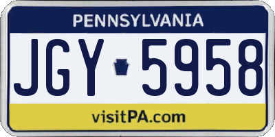 PA license plate JGY5958