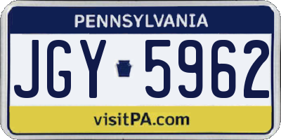 PA license plate JGY5962