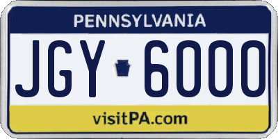 PA license plate JGY6000