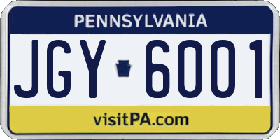 PA license plate JGY6001