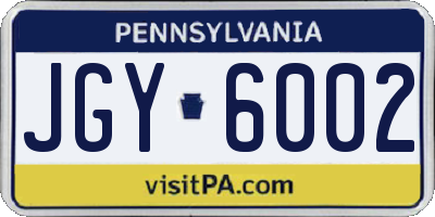 PA license plate JGY6002