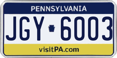 PA license plate JGY6003