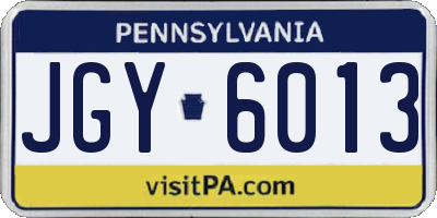 PA license plate JGY6013