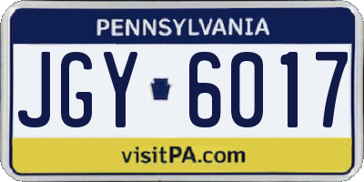 PA license plate JGY6017