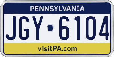 PA license plate JGY6104