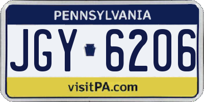 PA license plate JGY6206