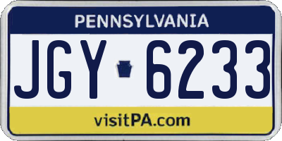 PA license plate JGY6233