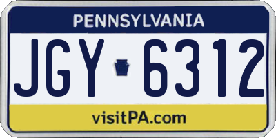 PA license plate JGY6312