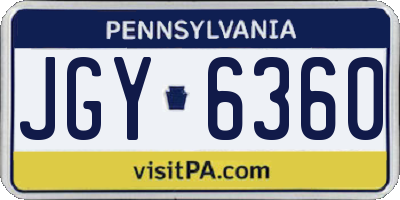 PA license plate JGY6360