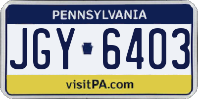 PA license plate JGY6403