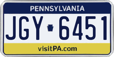 PA license plate JGY6451