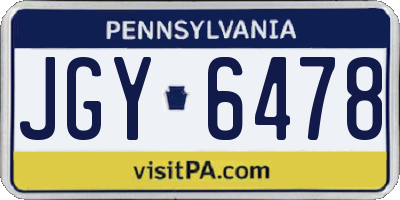 PA license plate JGY6478
