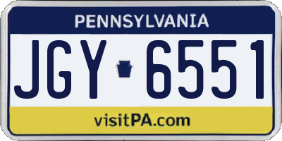 PA license plate JGY6551