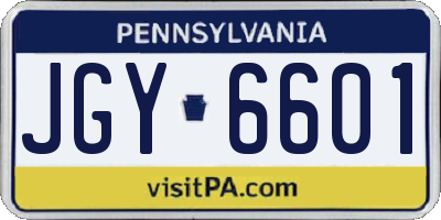 PA license plate JGY6601