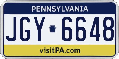 PA license plate JGY6648