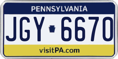 PA license plate JGY6670