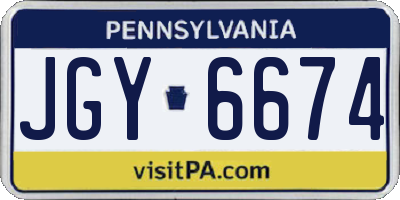 PA license plate JGY6674