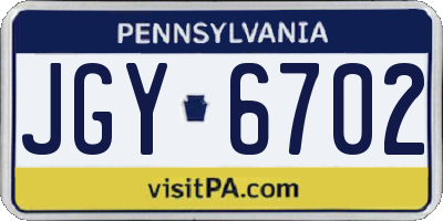 PA license plate JGY6702