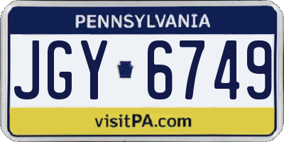 PA license plate JGY6749
