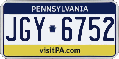 PA license plate JGY6752