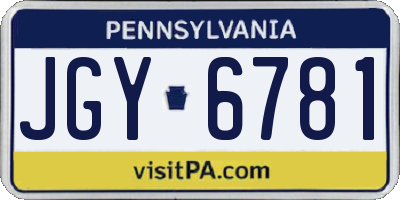 PA license plate JGY6781