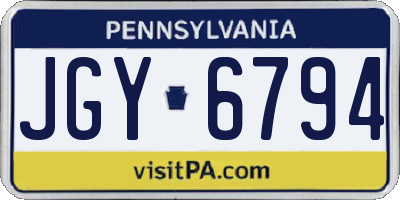 PA license plate JGY6794