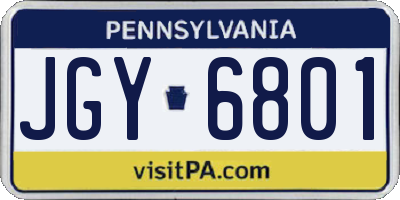 PA license plate JGY6801