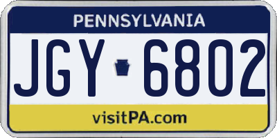 PA license plate JGY6802