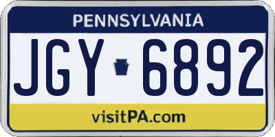 PA license plate JGY6892