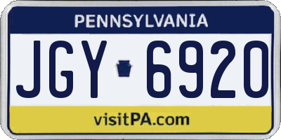 PA license plate JGY6920