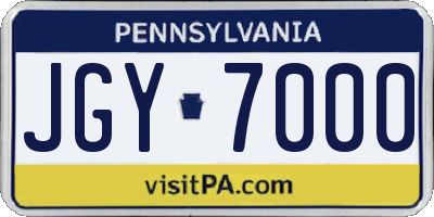 PA license plate JGY7000