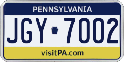 PA license plate JGY7002