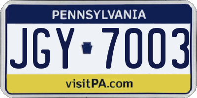 PA license plate JGY7003