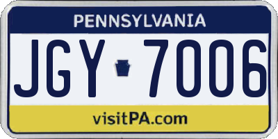 PA license plate JGY7006