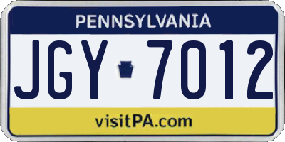 PA license plate JGY7012