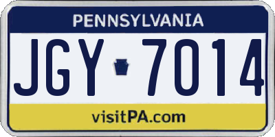 PA license plate JGY7014
