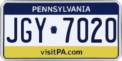 PA license plate JGY7020